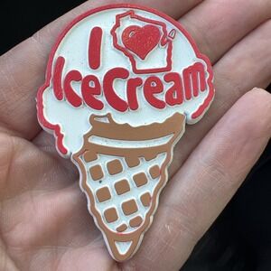 Vintage I Love Wisconsin Ice Cream Cone Refrigerator Magnet Vacation Nostalgia